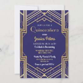 Invitación Quinceanera Fiesta Cumpleaños Gatsby Art Deco Invi