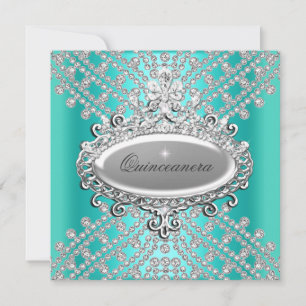 Invitación Quinceañera Fiesta de 15 Años Turquesa Azul Blanco
