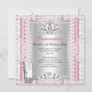 Invitación Quinceañera Fiesta de 15 años Zapatos Rosados Deco