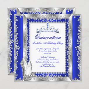 Invitación Quinceanera Fiesta de cumpleaños 15 Royal Blue Sil