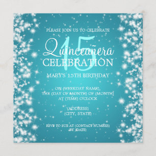 Invitación Quinceañera Fiesta espuma de invierno 2 turquesa