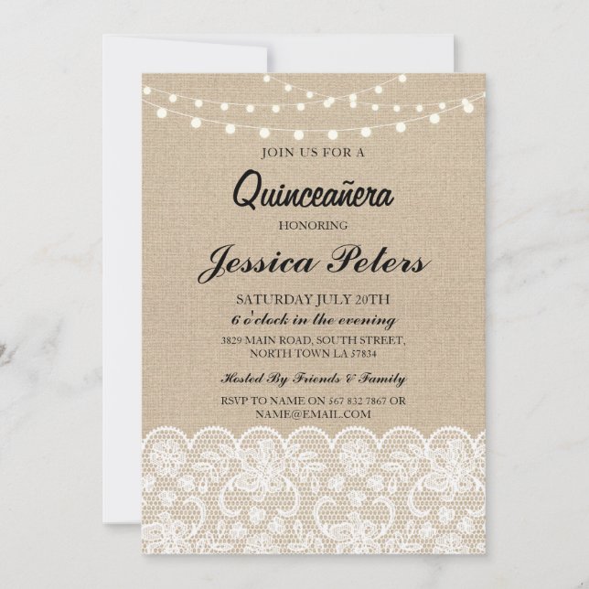 Invitación Quinceanera Fiesta ilumina a la ruidosa chimenea i (Anverso)