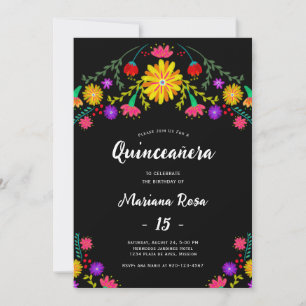 Invitación Quinceanera Fiesta Mexicana Cumpleaños Floral