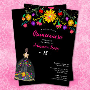 Invitación Quinceanera Fiesta Mexicana Cumpleaños Floral
