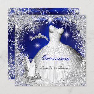 Invitación Quinceanera Fiesta Royal Blue Winowflakes