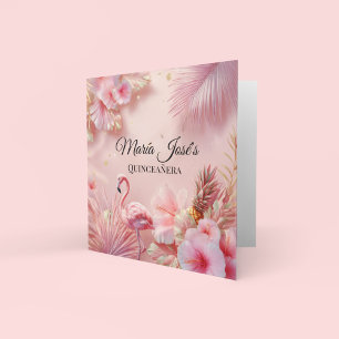 Invitación Quinceañera Flamingo Tropical, costumbre
