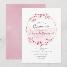 Quinceañera Flor de Cerezo Rosa Geométrica de Prim