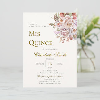 Invitación Quinceañera floral boho