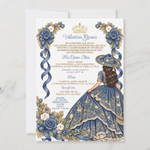 Invitación Quinceañera Floral Charra de 15 Años Az