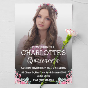 Invitación Quinceañera floral cumpleaños 15 para niña español