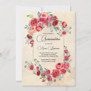 Invitación Quinceanera floral de acuarela rusa