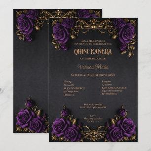 Invitación Quinceañera Floral de Halloween Gótico