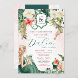Invitación Quinceanera floral de Isla Esmeralda Tropical