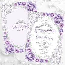 Quinceanera floral de plata púrpura Lilac
