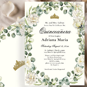 Invitación Quinceañera Floral Elegante Flor de Mar