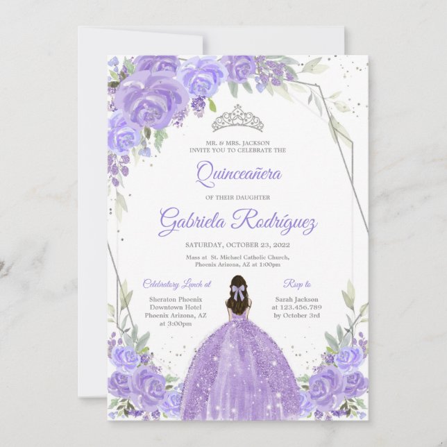 Invitación Quinceanera Floral Invitation (Anverso)