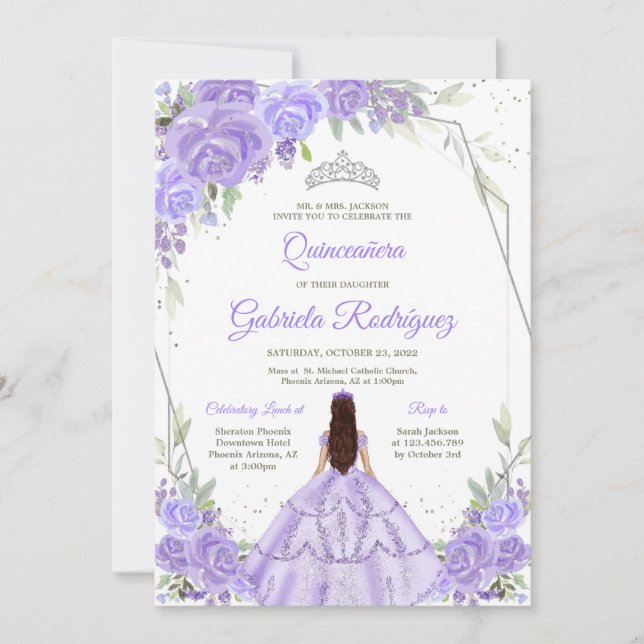 Invitación Quinceanera Floral Invitation (Anverso)