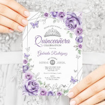 Quinceanera Floral Lilac Plata Púrpura