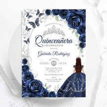 Quinceañera Floral Navy Plata