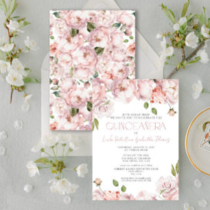 Invitación Quinceanera floral rosa de Rubor elegante formal