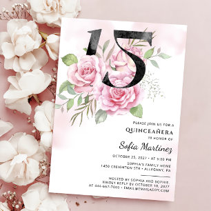 Invitación Quinceanera Floral Rústica