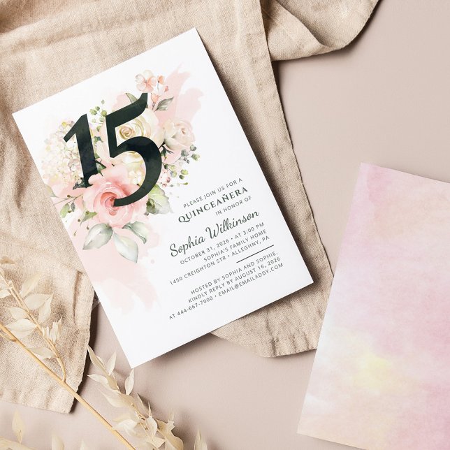 Invitación Quinceañera Floral Rustica Moderna (Subido por el creador)