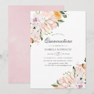 Invitación Quinceañera Floral Tonos Pastel
