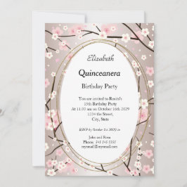 Invitación Quinceanera Flores de color rosa claro Cumpleaños