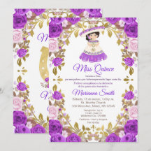 Invitación Quinceañera Flores Purpúreas