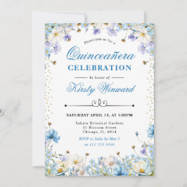 Invitación Quinceañera Flores Silvestres Blancas Nomeolvides 
