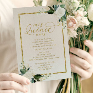 Invitación Quinceañera Foil Dorado Rosa Español