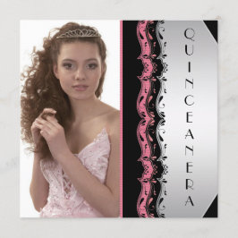 Invitación Quinceañera Foto Rosa Negra