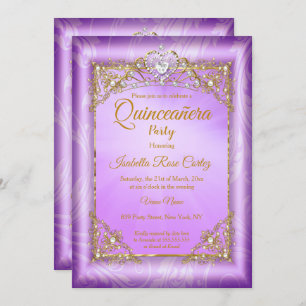 Invitación Quinceanera Fotografía de perla morada fiesta del 