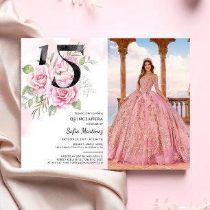 Invitación Quinceanera Fotos Rústicas Florales