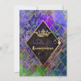 Invitación Quinceañera/galaxia/púrpura neón/princesa/corona