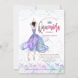 Invitación Quinceanera Glam Lilac Blue Dancer String Luces