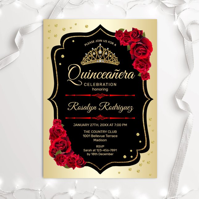 Invitación Quinceanera - Gold Black Red (Subido por el creador)