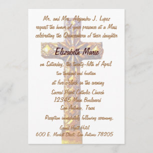 Invitación Quinceanera Gold Cross
