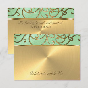 Invitación Quinceañera Gold Filigree Swirls