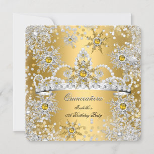 Invitación Quinceanera Gold Silver Winter Wonderland