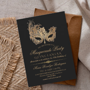 Invitación Quinceanera Gold y Black