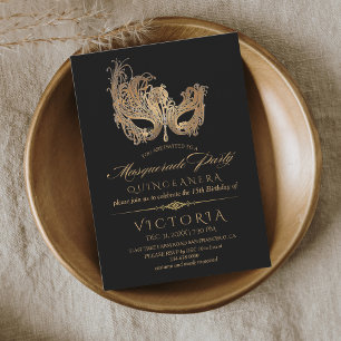 Invitación Quinceanera Gold y Black
