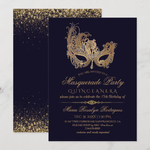 Invitación Quinceanera Gold y Blue