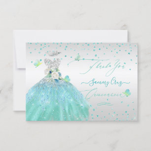 Invitación Quinceanera Gracias Purpurina Silver Turquois