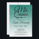 Invitación Quinceañera Green Purpurina 15th Birthday<br><div class="desc">Una glamorosa y moderna invitación al purpurina verde esmeralda de diseño sombrío Quinceañera de 15 años muestra el texto "Mis Quince" en caligrafía manuscrita de escritura de moda negra. Perfecta invitación a la fiesta de cumpleaños número 15 para una glamurosa Quinceañera, perfecta para ella, la moda que ama el diseño...</div>