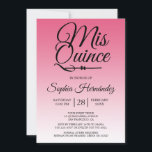 Invitación Quinceañera Hot Pink 15 cumpleaños<br><div class="desc">Una moderna invitación de 15 años en Quinceañera, de diseño rosa oscuro y caliente, muestra el texto "Mis Quince" en caligrafía manuscrita de moda negra. Perfecta invitación a la fiesta de cumpleaños número 15 para una elegante Quinceañera, perfecta para ella, la moderna moda que ama el patrón y el estilo...</div>