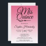 Invitación Quinceañera Hot Pink 15 cumpleaños<br><div class="desc">Una moderna invitación de 15 años en Quinceañera, de diseño rosa oscuro y caliente, muestra el texto "Mis Quince" en caligrafía manuscrita de moda negra. Perfecta invitación a la fiesta de cumpleaños número 15 para una elegante Quinceañera, perfecta para ella, la moderna moda que ama el patrón y el estilo...</div>