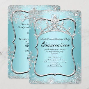 Invitación Quinceañera Invierno Mágico 15 años Plata Azul