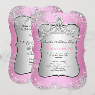 Invitación Quinceañera Invierno Mágico 15 años Plata Rosa