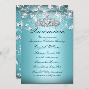 Invitación Quinceanera invita a las estrellas de Tiara con es